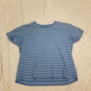 L. L. BEAN blue and white striped t shirt